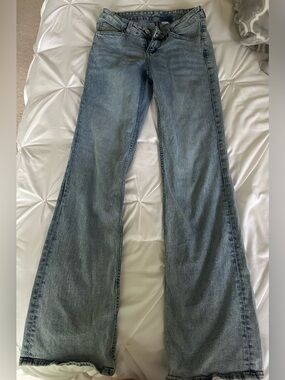 H&M Women's Light Blue Flare Jeans Size 0
